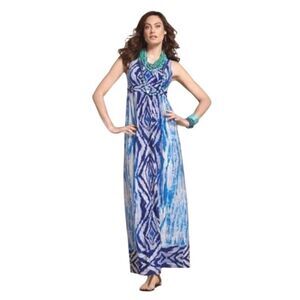 CHICO'S Blue Haze Bonnie Maxi Dress, Beach Vacation Coastal, Sz 4 (XXL)